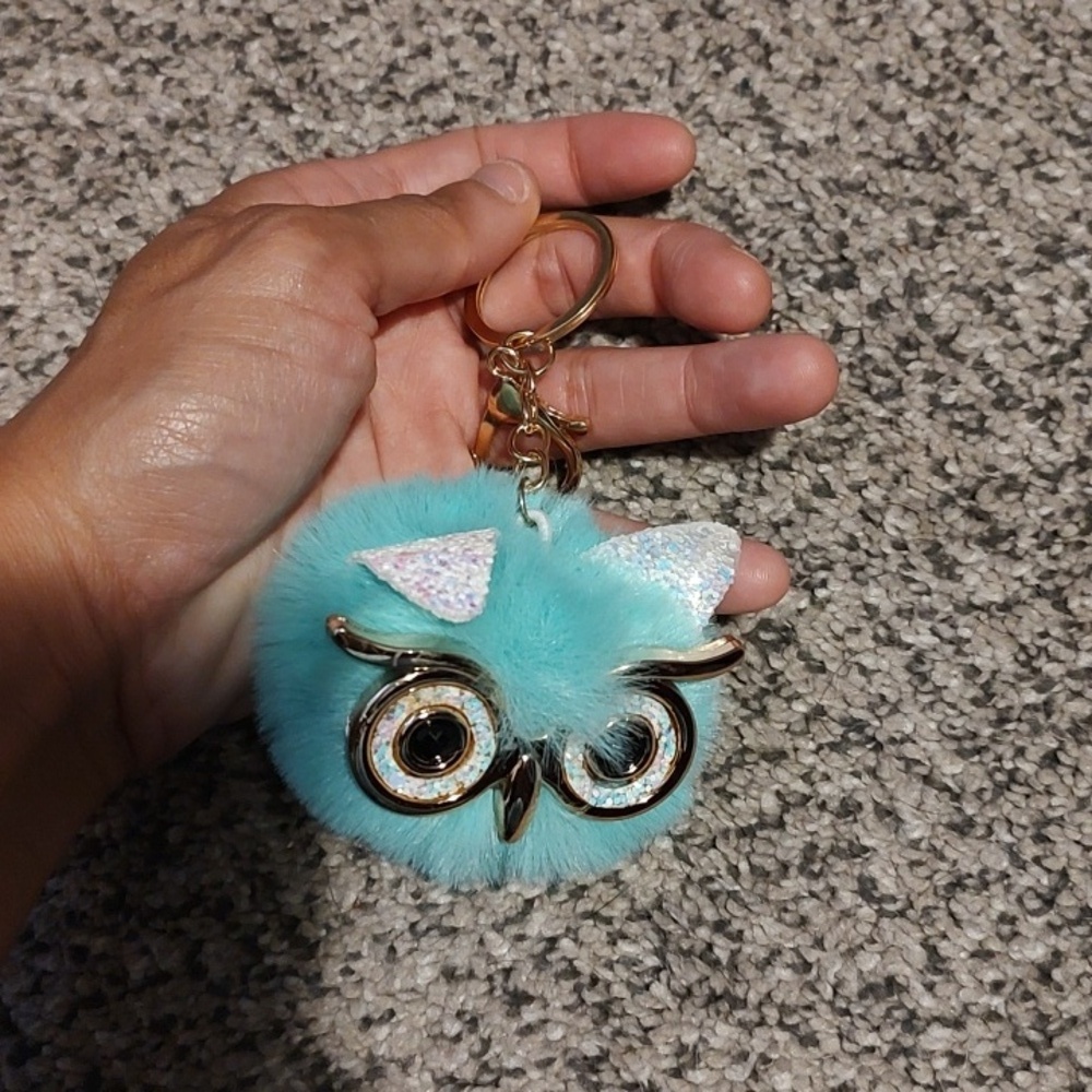 Owl Keychain with Gold Accents